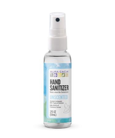 Aura Cacia Unscented Hand Sanitizer Spray | Alcohol Antiseptic | 60ml (2 fl. oz.) Unscented  2 Fl Oz (Pack of 1)