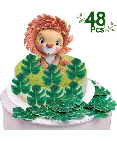 48 Pcs Tropical Turtle Leaf Cake Toppers Cupcake Toppers Palm Leaf Cake Toppers Wafer Paper Leaf Cake Decoration Hawaii Theme Jungle Party Birthday Cake Decor - Buy Online on SooperMarket.com