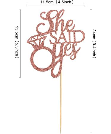 Unimall Rose Gold 'She Said Yes' Cake Topper - Perfect for Engagement Bridal Shower & Bachelorette Party Decorations | Multi-Color Delivery Available - Buy Online on SooperMarket.com