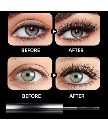 Hardcore Brushless Mascara Curling Mascara Set Waterproof Long-Lasting Non-Falling Non-Clumping Mascara Ultra-Slim Metallic Mascara for Charming Eye Makeup Black+black - Buy Online on SooperMarket.com