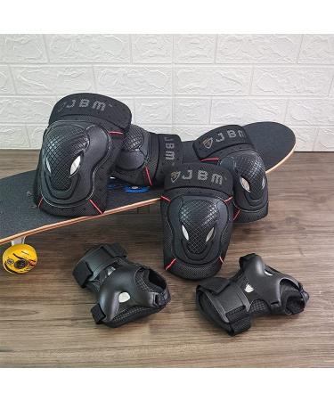 JBM Adult BMX Bike Knee Pads Elbow Pads Wrist Guards Set - Black | Protective Gear for Biking, Riding, Cycling, Multi Sports, Scooter, Skateboard - Buy Online on SooperMarket.com