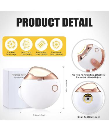 Rechargeable Automatic Electric Nail Clipper for Safe Fingernail Trimming - Ideal Gift for Caregivers and Elderly - White - Buy Online on SooperMarket.com