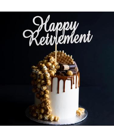 Arthsdite Happy Retirement Cake Topper Retired Cake Pick Retirement Theme Birthday Party Cake Decorations Supplies - Silver Glitter - Buy Online on SooperMarket.com