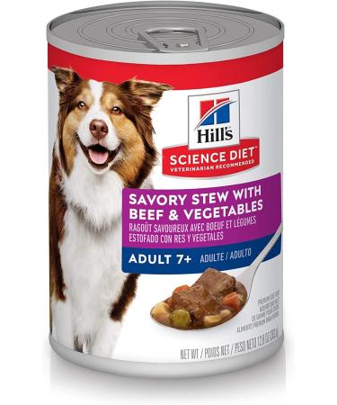Hill's Science Diet Senior 7+ Canned Dog Food: Savory Stew with Beef & Vegetables + Chicken & Barley Entr e (12 Packs Each) - Buy Online on SooperMarket.com