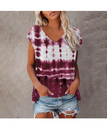 Short Sleeve T Shirts Clothing Woman T-Shirt Casual Black Clothing Top Women's Floral Pattern for Women Crop Tops Shirt Shirts Top Women's Summer Tank Top 4-wine M - Buy Online on SooperMarket.com