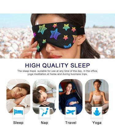 Haskirky Light Blocking Eye Mask - Adjustable for Men and Women | Perfect for Business Trips, Yoga, Meditation, Office Deep Sleep | Rainbow Stars Design - Buy Online on SooperMarket.com