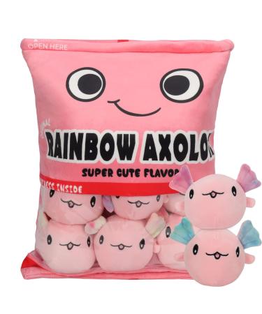 HXPLN Cute Snack Pillow Axolotl Plush Pillow Kawaii Pudding Pillow with Axolotl Salamander Doll Removable Stuffed Animal Toys Cushion Birthday Creative Gift for Kids Girls Boys (6 Pink Axolotl) 6 Pink Axolotls