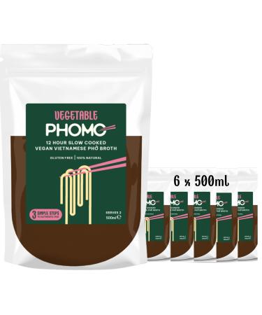 Authentic Vegetable Pho Broth | Slow-Simmered 12-Hour Vietnamese Recipe | 100% Natural Ingredients | No MSG/Preservatives | Gluten/Nut/Sesame Free | Makes Two Bowls | 45 Calories per Portion