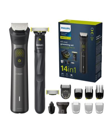 Philips Multigroom Series 9000 14-in-one-beard trimmer and hair clipper with unblade 2x original blades for face head and body 27 length settings (0.2-20 mm) (model MG9550/15)