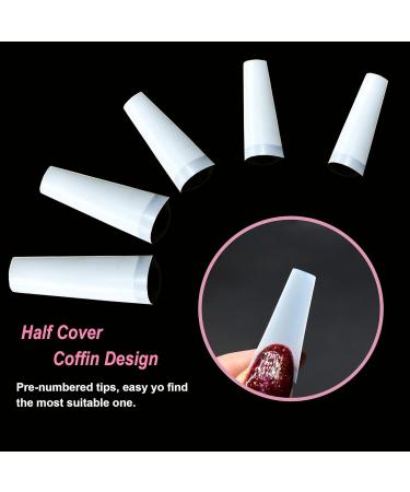 VIVID STELLA Coffin Shape False Nail Tips - C Curve Half Cover Nail Tips for Women & Girls | High-Quality & Stylish Nail Art - Buy Online on SooperMarket.com