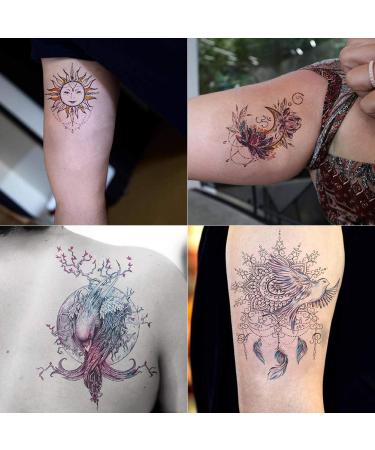 Oottati Fairy Tales Animal Temporary Tattoo Kit - Pink Unicorn Swan Deer Elf Wolf Owl Eagle Elephant Sun Flower Arm - 12 Sheets - Buy Online on SooperMarket.com