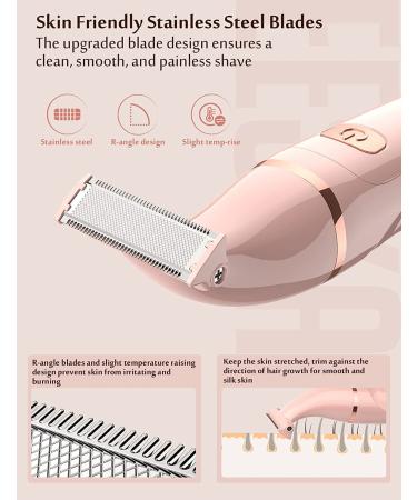 EESKA 3-in-1 Electric Razor for Women - Painless Bikini Trimmer & Body Hair Removal - IPX7 Waterproof - Wet & Dry Use - Type C USB Recharge - Pink - Buy Online on SooperMarket.com