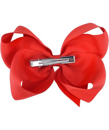 2Pcs 6 Inch Large Grosgrain Ribbon Red Hair Bows Barrettes Clip for Girls | School Hair Accessories for Toddlers & Teens - Buy Online on SooperMarket.com