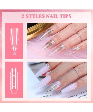 Morovan Poly Gel Nail Kit with UV Lamp - Professional Pink Clear Poly Gel Kit with UV Light for Beginners and Advanced Nail Extension - Starter Kit Included - Buy Online on SooperMarket.com