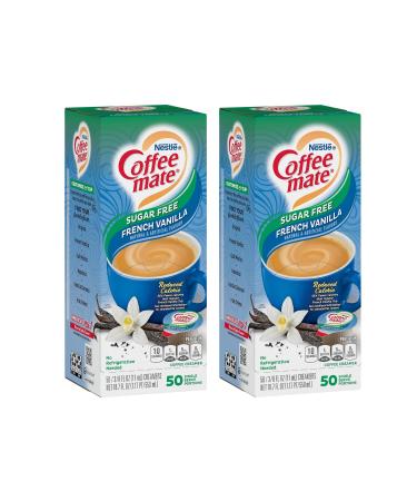 Coffee-Mate Sugar Free French Vanilla Liquid Creamer Single Serve Tubs - 50CT x 2 | 100 tubs