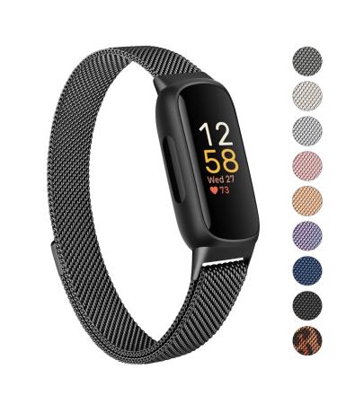 Oumida bracelet compatible with Fitbit Inspire 3 bracelet for women men premium stainless steel metal replacement bracelet with strong magnet watch bracelet for fitbit inspire 3 black