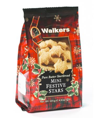 Walkers Shortbread Mini Festive Stars Shortbread Holiday Cookies, 4.4-Ounce Bag (Pack of 6) Mini Festive Stars 4.4 Ounce (Pack of 6)