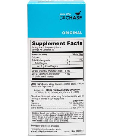 Dr. Chase Kolik Original Gripe Water - Natural Colic Relief for Newborns & Infants - 5 fl. Oz - Herbal Gas Drops for Babies - Buy Online on SooperMarket.com