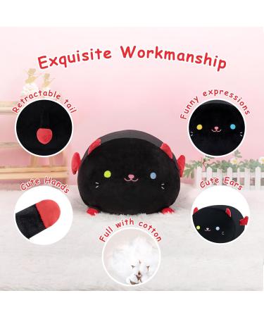 Mewaii Black Devil Cat Plush Pillow 16'' - Soft Stuffed Animal Squishy Toy for Adults, Girls, Boys - Fluffy Cuddle Plushie (16in/40cm) - Buy Online on SooperMarket.com