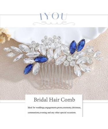 IYOU Crystal Bridal Hair Comb Blue Wedding Side Combs Sparkly Rhinestone Headpiece Prom Bride Bridesmaid Hair Accessories for Women - Buy Online on SooperMarket.com