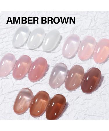 AILLSA Milky White Gel Nail Polish Set Nude Sheer Pink Brown Gel Polish with Base and Top Coat Jelly Natural Neutral Nail Polish Gel Soak Off U V Starter Kit Gift DIY Manicure at Home A2-amber Brown - Buy Online on SooperMarket.com