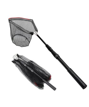 SAN LIKE Fishing Net Fish Landing Nets Collapsible Telescopic Sturdy Pole Handle for Saltwater Freshwater Extending to 36/43/71/98inches 49inch-Black