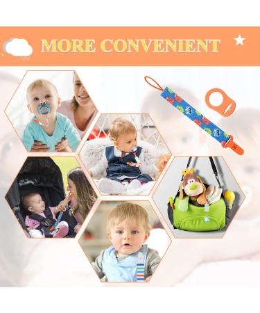 10 Pcs Boys Dummy Clips with Silicone Adapter | Baby Pacifier Holder Straps for Teething Toys - Orange - Buy Online on SooperMarket.com