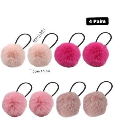 4 Pairs Fur Hair Bobbles for Girls Cute Hair Ties with Fur Ball Elastic Ponytail Holders Hair Band for Girls Hair Accessories - Buy Online on SooperMarket.com