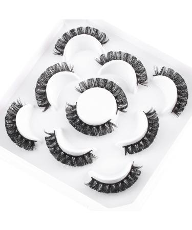 HICOCU False Eyelashes Russian Strip Lashes D DD Curl Fluffy Mink Lashes Natural Wispy Mink Eye Lashes Pack Reusable Fake Eyelashes Extension 5 Pairs (HW9X)