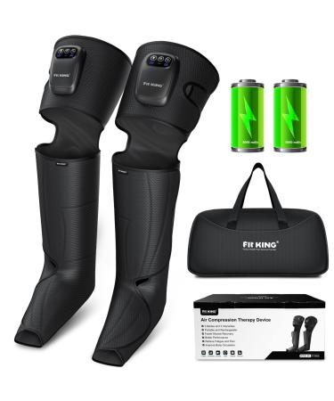 FIT KING Cordless Foot and Leg Massager Machine for Circulation and Pain Relief, Portable & Rechargeable Air Compression Therapy Device for Muscles Recovery After Training and Workout FT-060A
