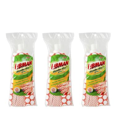 Libman Wonder Mop Refill Pack  for Powerful Cleanup  Three Absorbent Wet Mop Replacement Heads for Hardwood, Tile, Vinyl. Machine Washable., Model Number: 1208