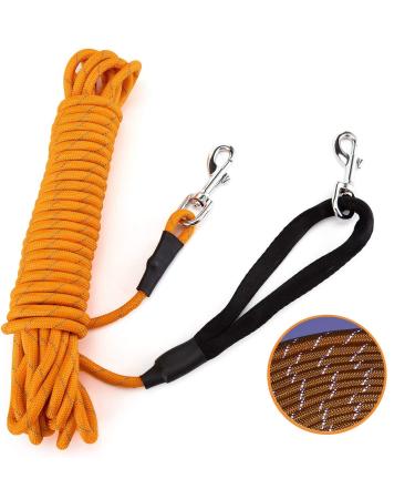 Dog Training Lead Long 15m / 50FT Dog Line Extra Long Heave Duty Reflective Dog Leash for Small Medium Large Dogs Tracking Recall Training Outdoor L: 15m / 50ft Orange