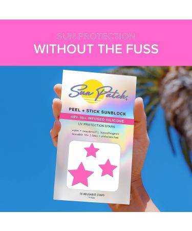 Sun Patch Reusable Star Sunblock Patches - UPF 50 Silicone Face Stickers for UV Protection - 1 Pack/10 Stars (Pink) - Buy Online on SooperMarket.com