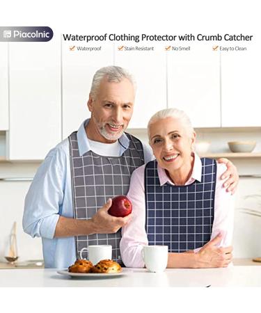 Adult Bib 3 Pcs Adult Bibs for Seniors Reusable Clothing Protector with Crumb Catcher for Eating Washable Waterproof Large Feeding Adult Bibs for Men Women Elderly Senior - Buy Online on SooperMarket.com