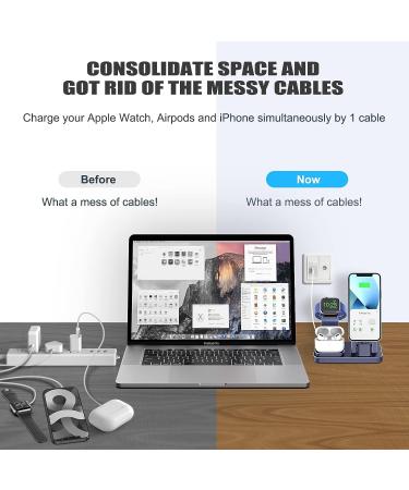 3-in-1 Charging Station for Apple Products with Removable Stand - Blue - Buy Online on SooperMarket.com