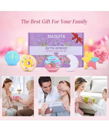 MAQUITA 6Pcs Handmade Shower Bath Bombs - Luxury Spa Kit for Girls, Beauty Gift Set for Christmas, Valentine's, Birthday, Mother's Day & Anniversary - Buy Online on SooperMarket.com