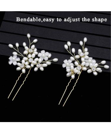 Sppry Wedding Hair Pins - Elegant Pearl Floral Crystal Hair Accessories for Bridal Women (Gold) - Set of 3 - Buy Online on SooperMarket.com