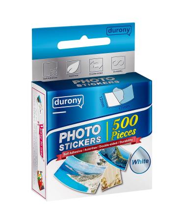 Durony 500 Pieces Photo Sticker White Double-Sided Self Adhesive Photo Tapes for Pictures DIY Photo Album Journal