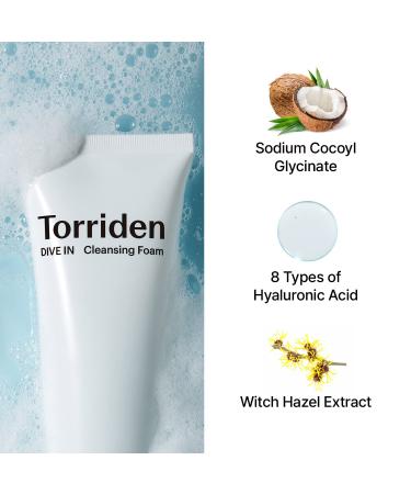 Torriden DIVE-IN Hydrating Cleansing Foam Face Wash 5.07 fl oz - With Hyaluronic Acid, Panthenol, Allantoin - Vegan & Cruelty Free | Korean Skin Care - Buy Online on SooperMarket.com