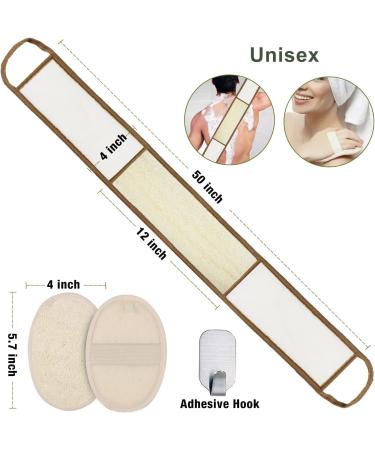 50 Inch Extra Long Loofah Back Scrubber | Exfoliating Natural Loofah Pads for Deep Clean & Rejuvenation | Ideal for Men & Women | Adhesive Hook Included - Buy Online on SooperMarket.com