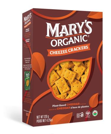 Mary's Organic Crackers - Plant Based Gluten Free Non GMO Cheezee Crackers Cheddar 120 Grams (Pack of 1)