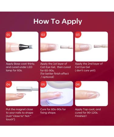 Modelones Gel Nail Polish Set 6 Colors Red Glitter Gel Polish Burgundy 9D Cat Eye Gel Nail Polish with Magnet Chameleon Shimmer Magnetic Gel Polish Set Nail Art DIY Salon Home for Women - Buy Online on SooperMarket.com