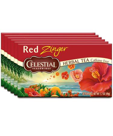 Celestial Seasonings Red Zinger Herbal Tea - Caffeine Free, 20 Tea Bags x 6 Packs - Buy Online on SooperMarket.com