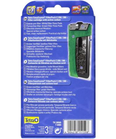 Tetra EasyCrystal Filt Pack C250/300 - Active Carbon Filter Material for 15-60L Aquariums | 3 Filter Pads (2 Pack) - Optimize Water Quality - Buy Online on SooperMarket.com