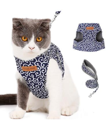 Etopars cat dishes and line set adjustable cat vest jacket for kittens cat breast harness ultra -light breakout adjustable for pets puppies XS blue