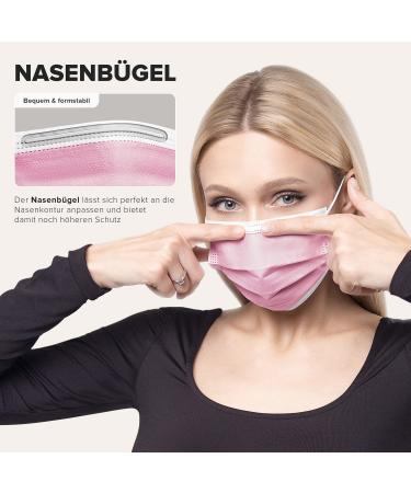 50 Disposable Face Masks Made in Germany | CE Certified | Breathable Triple Layer Filtration | Elastic Earloops | Raspberry Pink - Buy Online on SooperMarket.com