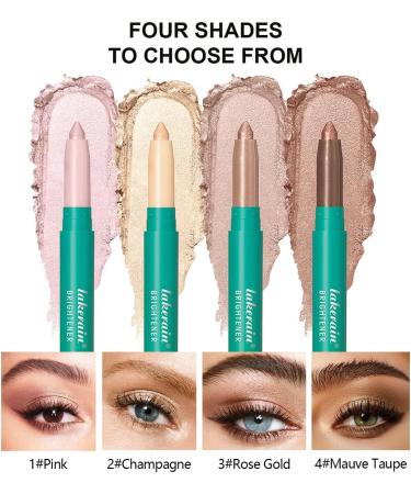 Aaiffey 2PCS Eyeshadow Stick Set Eye Brightener Stick Waterproof Glitter Eyeshadow Pencil Highlighter Eye Liner Shimmer Creamy Long Lasting Eye Makeup (1#Pink+4#Mauve Taupe) Color - Buy Online on SooperMarket.com