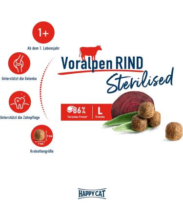 Happy Cat 70573 Sterilized Adult Dry Food - Pre-Alps Beef for Sterilized Cats - 300g Pack - Buy Online on SooperMarket.com
