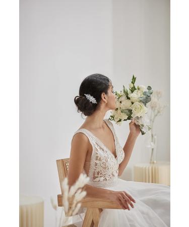 SWEETV Rhinestone Wedding Hair Comb - Bridal Crystal Hair Clip for Bridesmaids, Silver-01 - Buy Online on SooperMarket.com