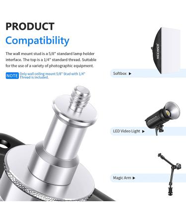Neewer Studio Wall/Ceiling Mount 5/8 Stud with 1/4 Thread for Photography and Video - Buy Online on SooperMarket.com